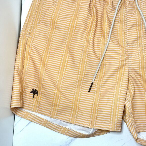 EUC OAS Golden Striped Swim Trunks Retro Sunset Scandinavian Beach Shorts XXL - Picture 5 of 8